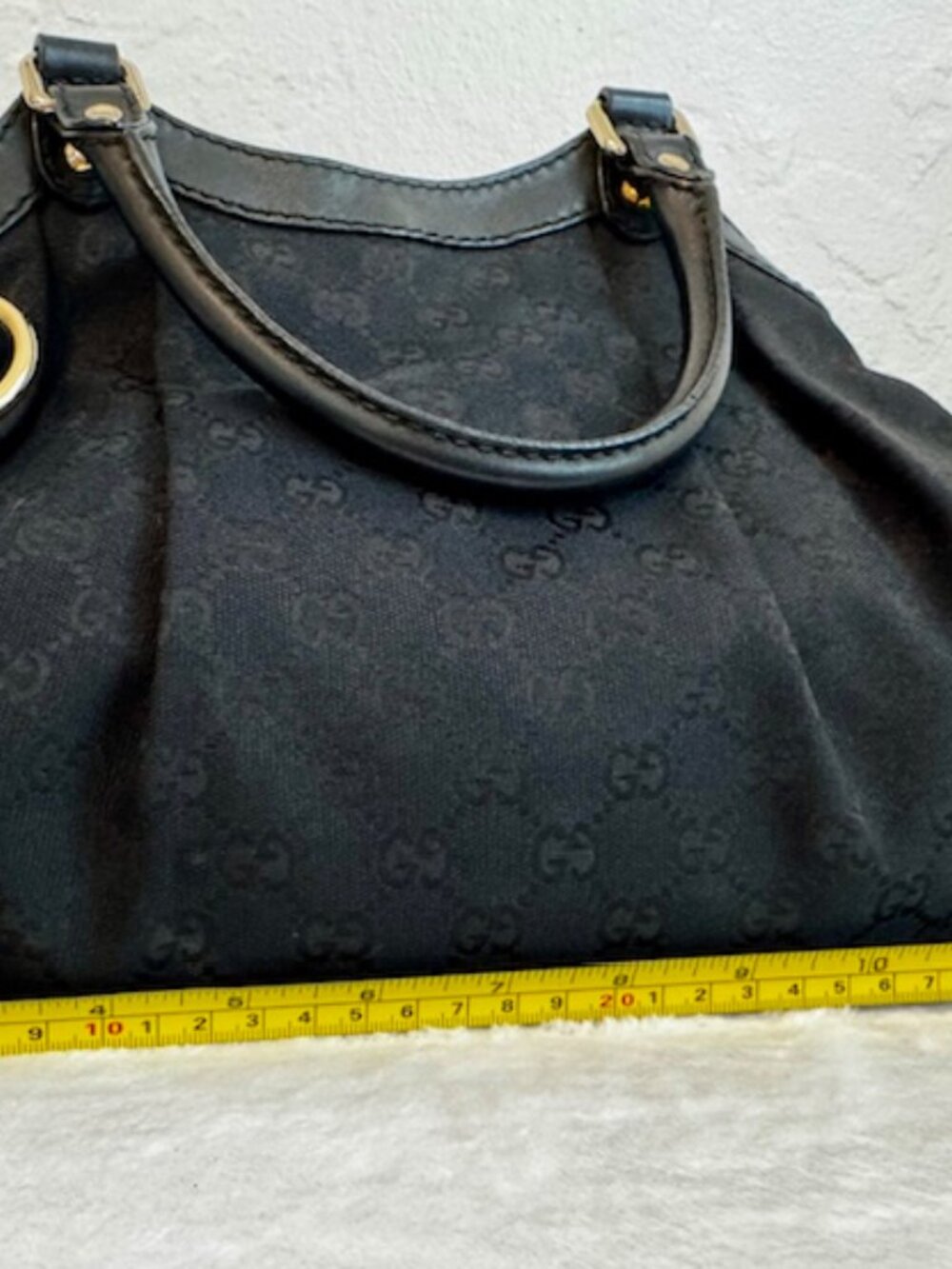 Gucci Sukey Tote Black GG Canvas Shoulder Bag Vintage Authentic - Picture 7 of 8